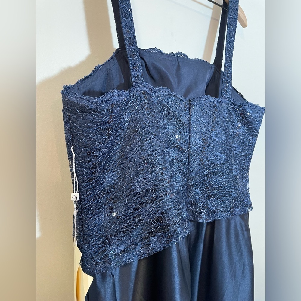 LT LanTing Navy Blue Maxi Dress W/ Sheer Lace Bolero Mother Of The Bride NWT NEW - Picture 8 of 14